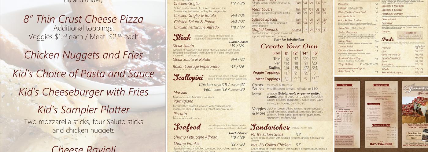 Salutos Pizza & Pasta Menu