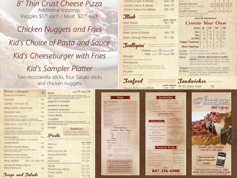 Salutos Pizza & Pasta Menu