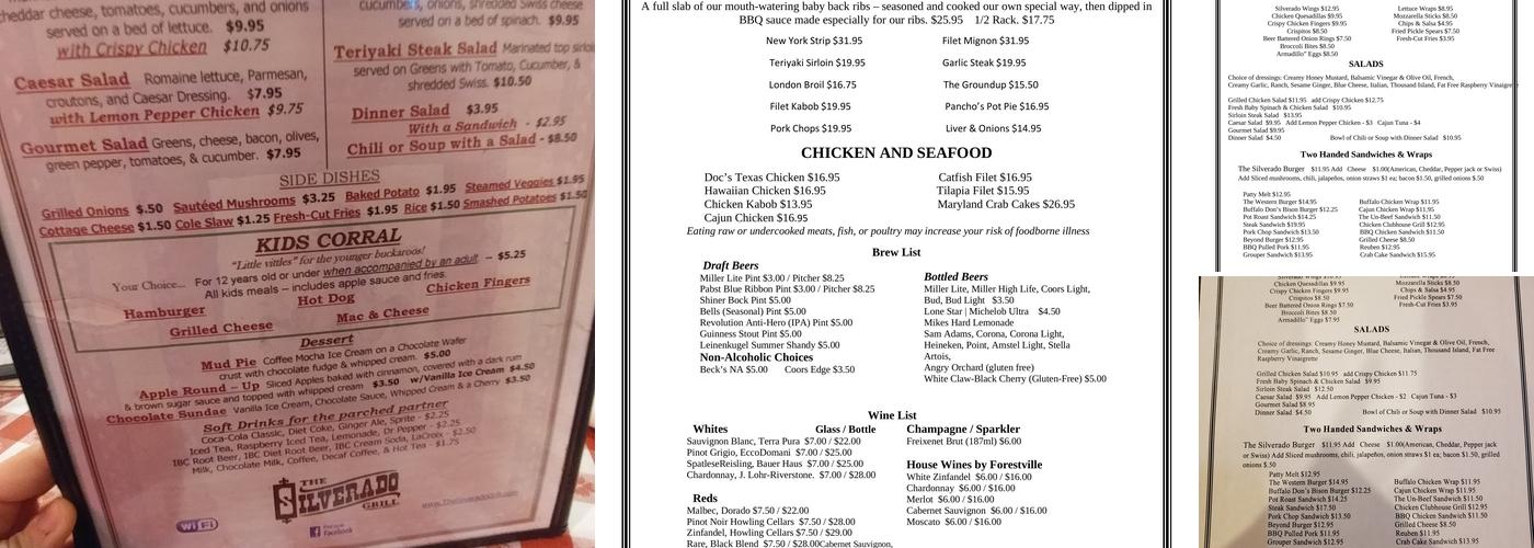 The Silverado Grill Menu