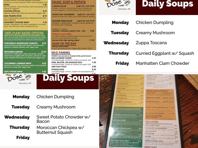 The Daily Dose Cafe Menu