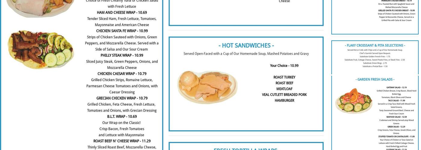 Gateway Cafe Menu
