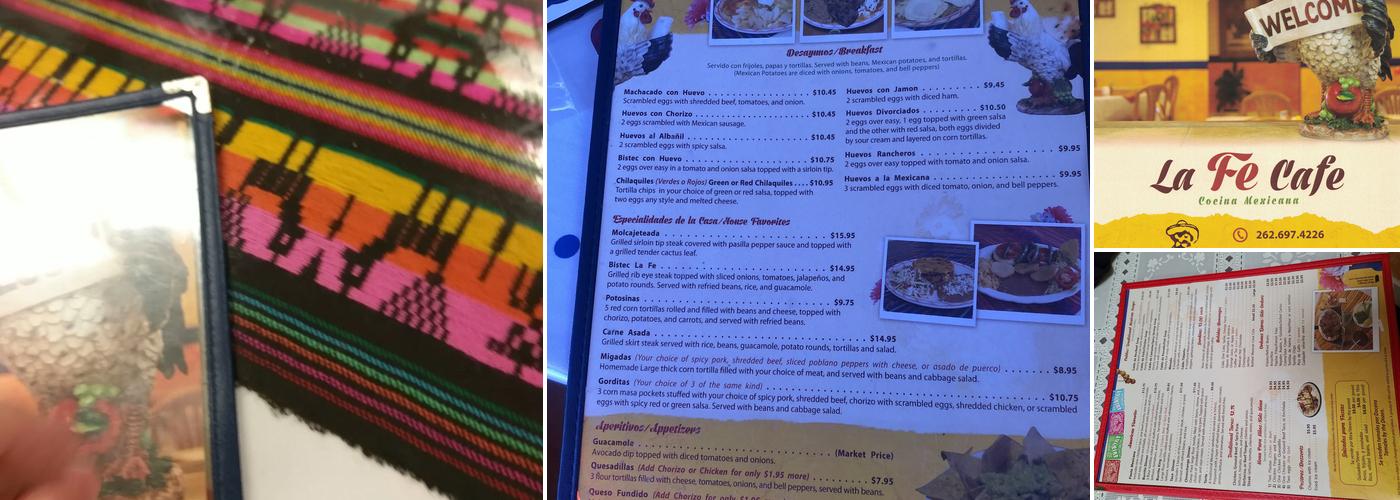 La Fe Cafe Menu
