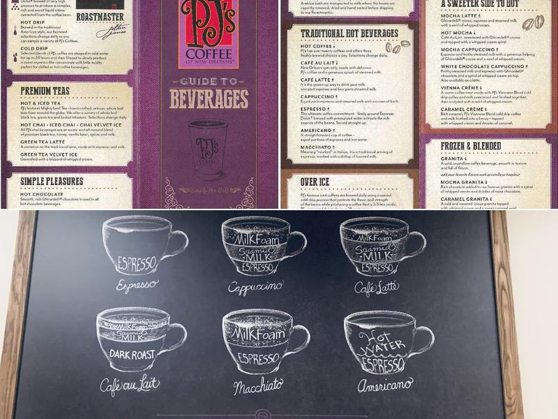 PJ's Coffee Menu