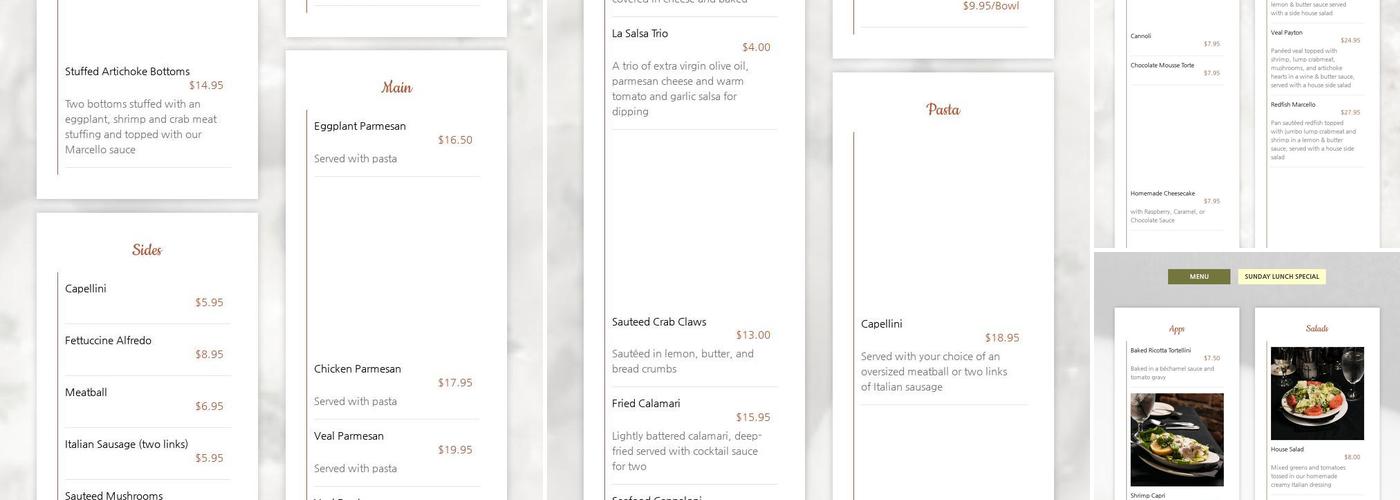 Impastato Cellars Menu