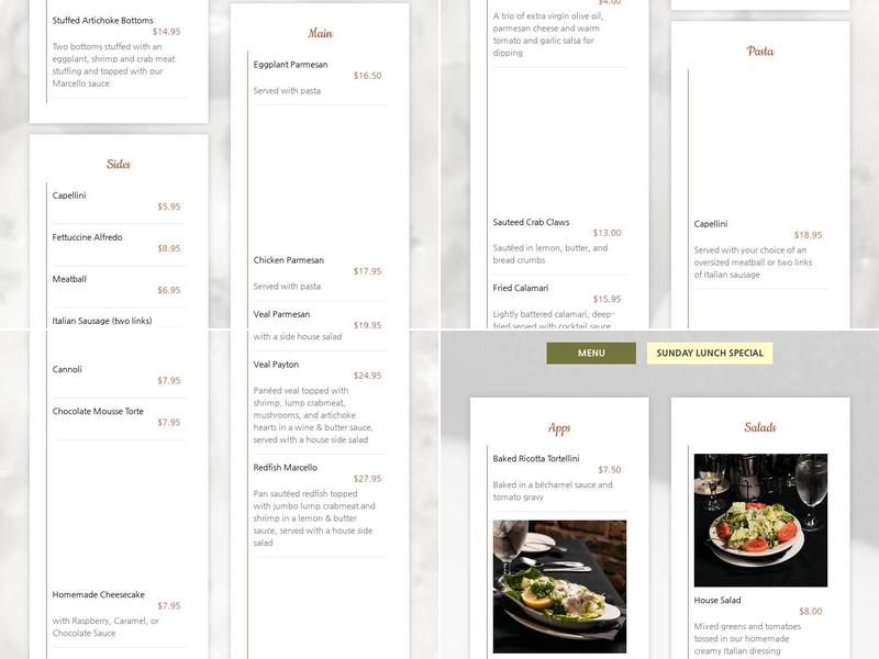 Impastato Cellars Menu