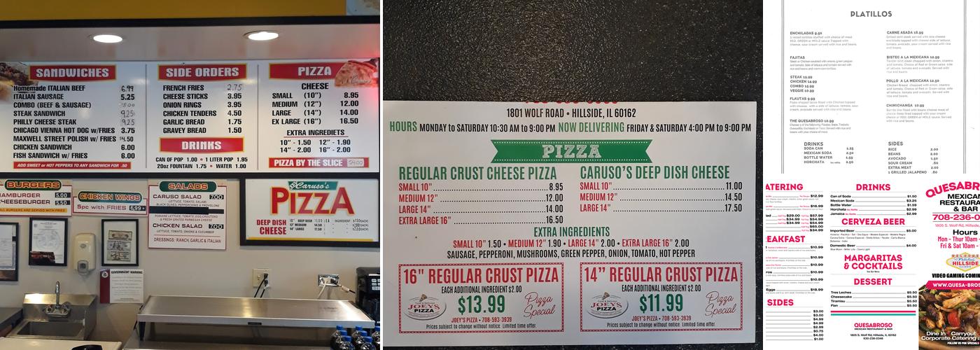 Quesabroso Menu