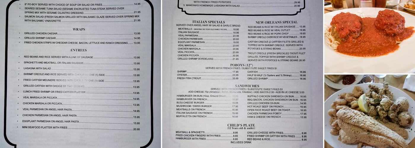 Mandina's Restaurant Menu