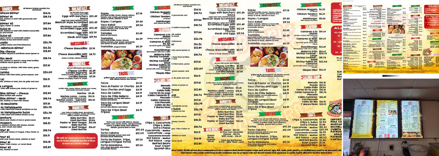 El Burrito Mexicano Real #2 Menu