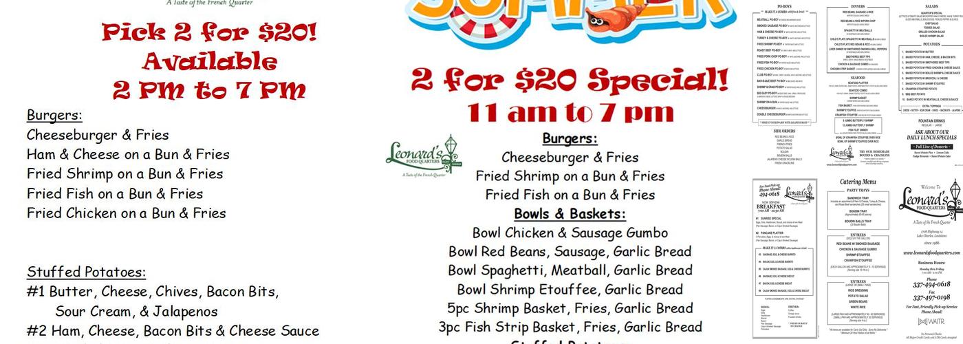 Leonard's Food Quarters Menu