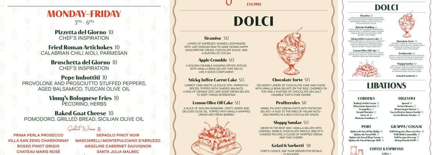 Francesca's Amici Menu