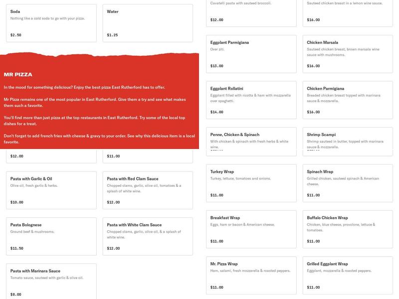 Mr. Pizza Menu