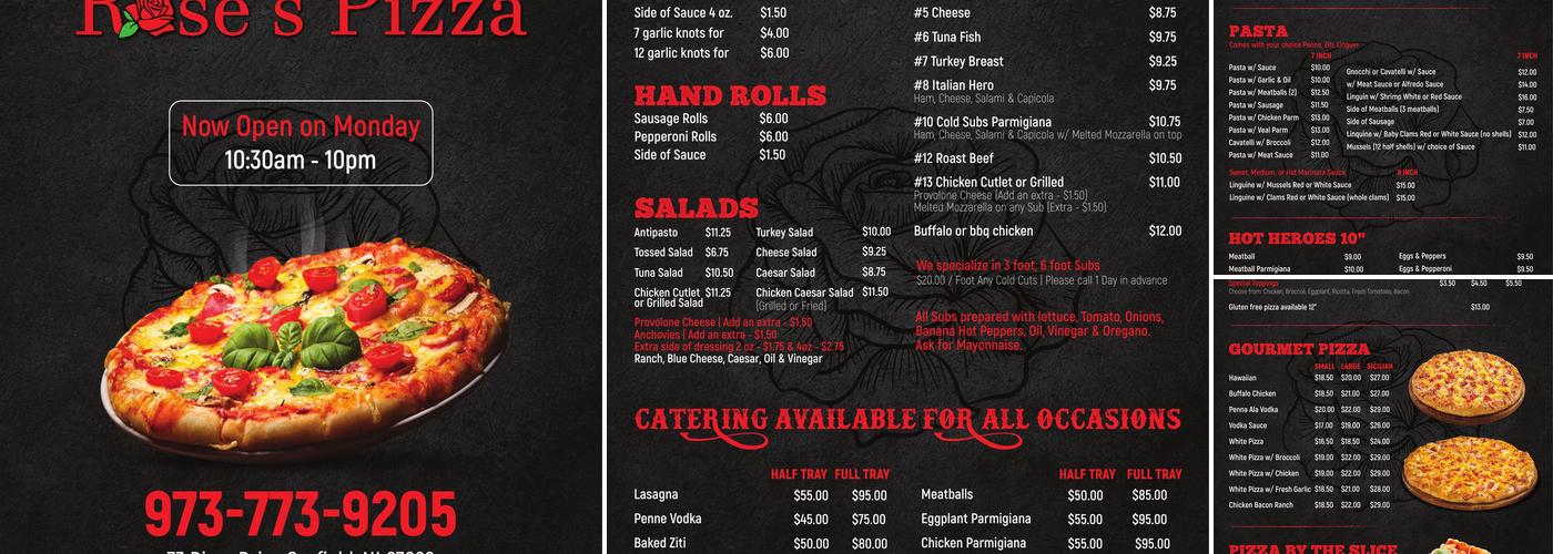 Rose’s Pizza Menu