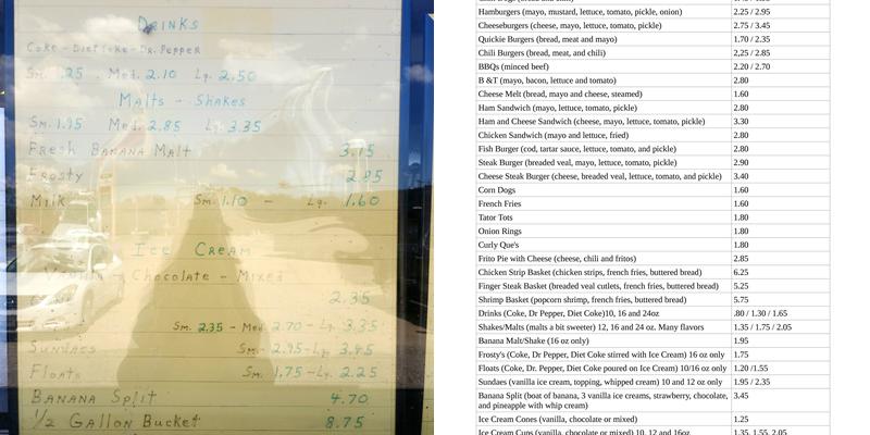 Country Cream Drive-In Menu