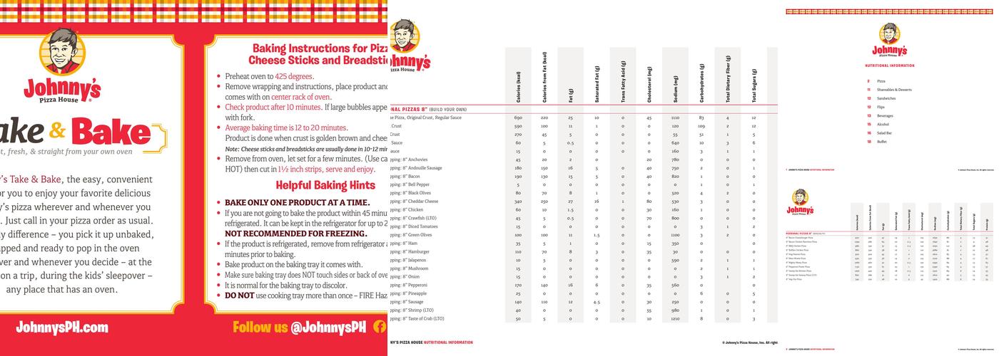 Johnny's Pizza House Menu