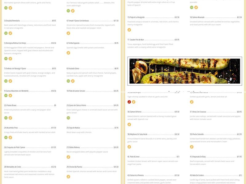 Tapas Gitana Menu