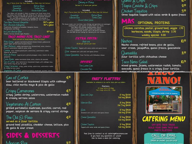Taco Nano! Menu