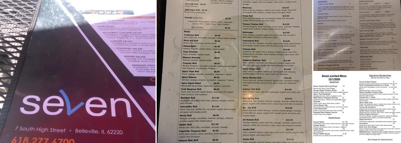 Seven Belleville Menu