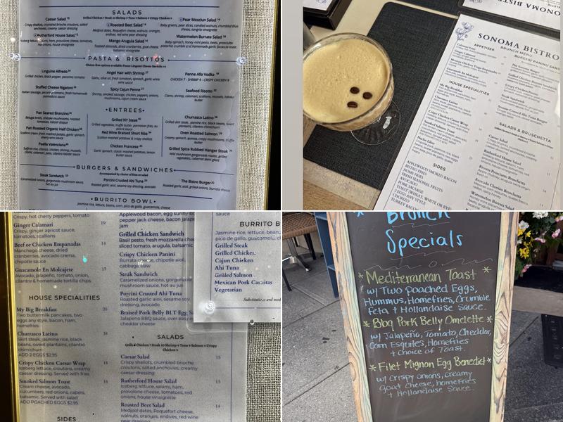 Sonoma Bistro Menu