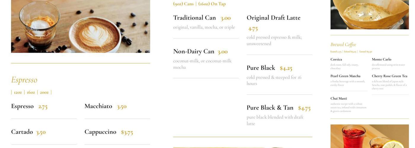 Cafe De Oro Menu