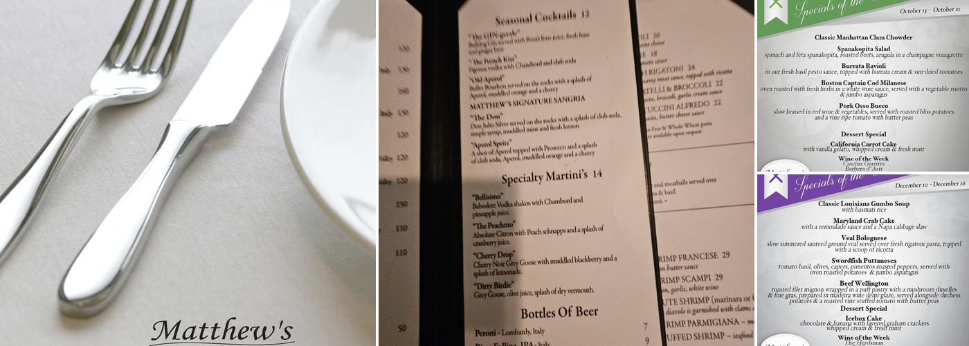 Matthew's Menu