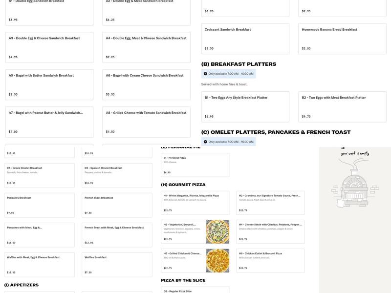 Pronto Cafe Menu