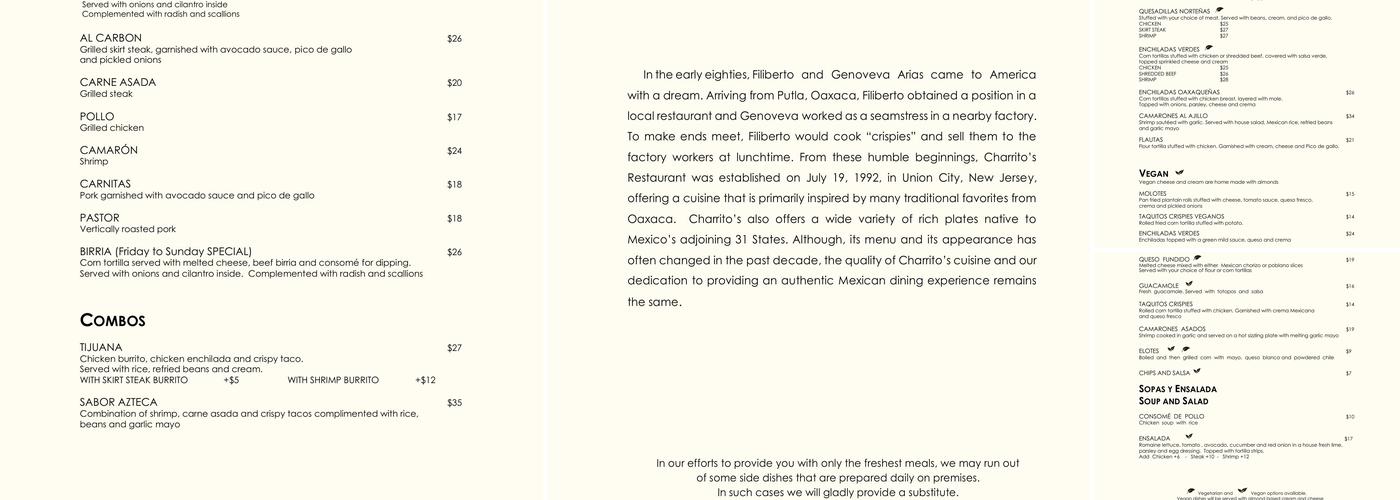 Charrito's Menu