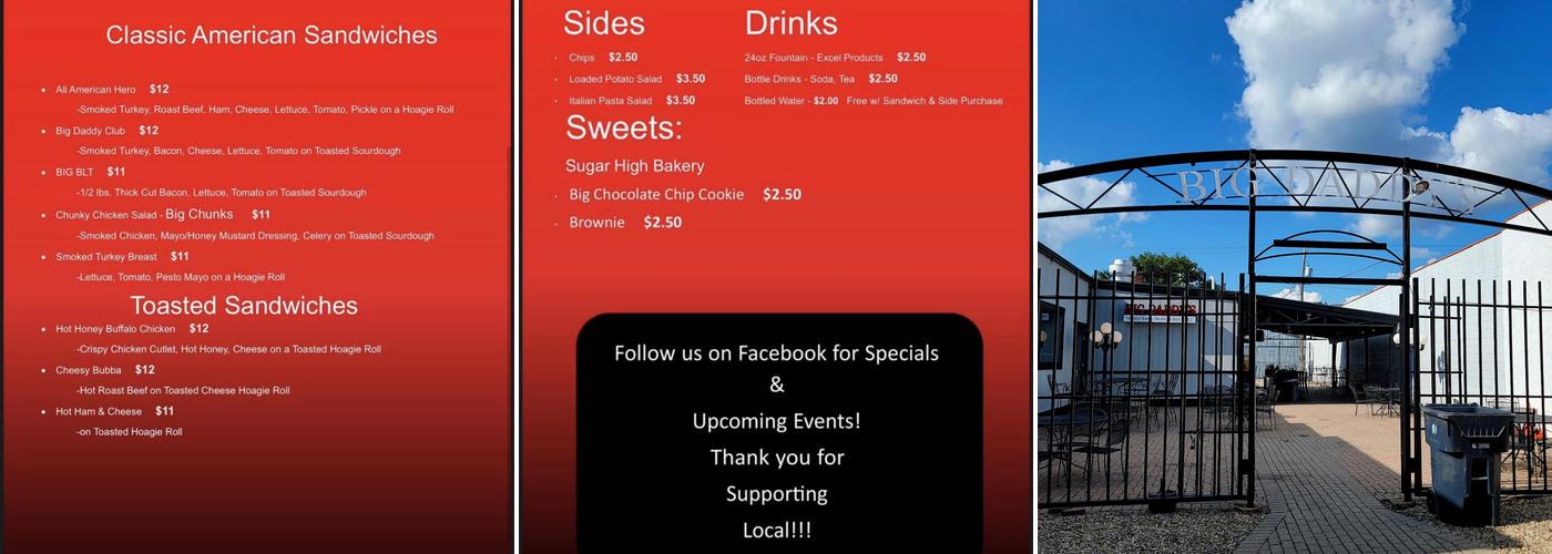 Big Daddy's 618 Menu