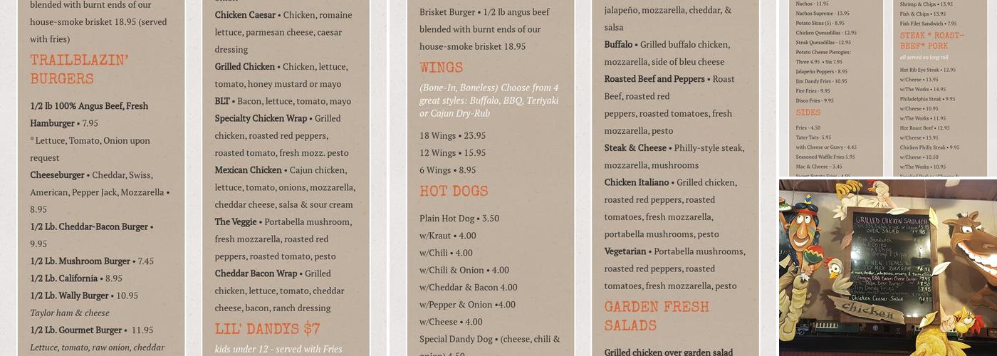 Jim Dandy's Menu