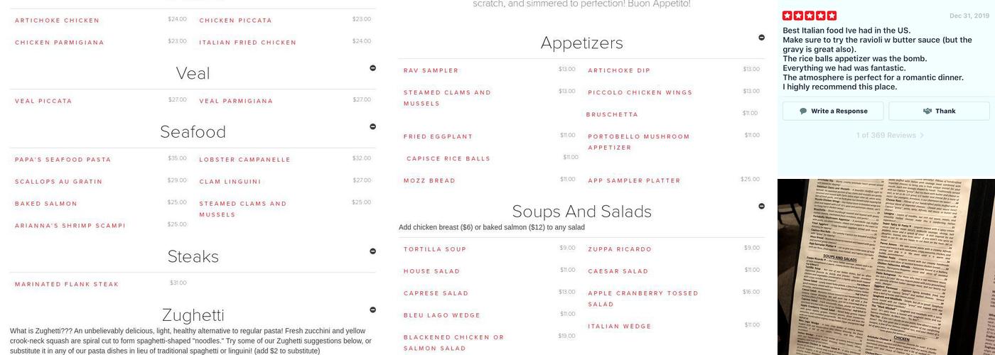 Capisce? Menu