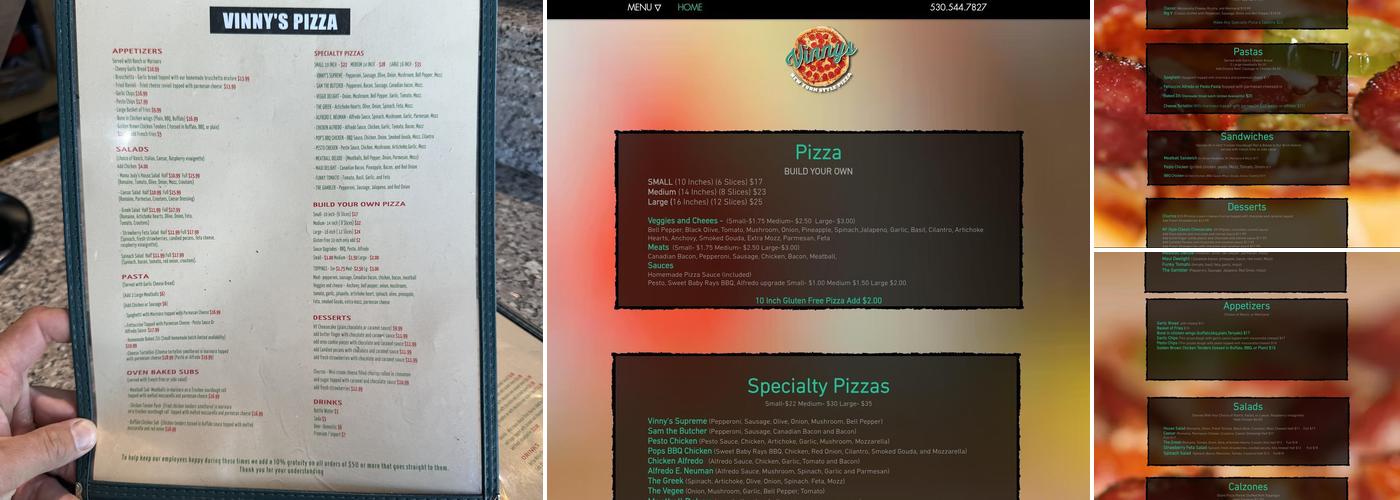 Vinny's Pizza Menu