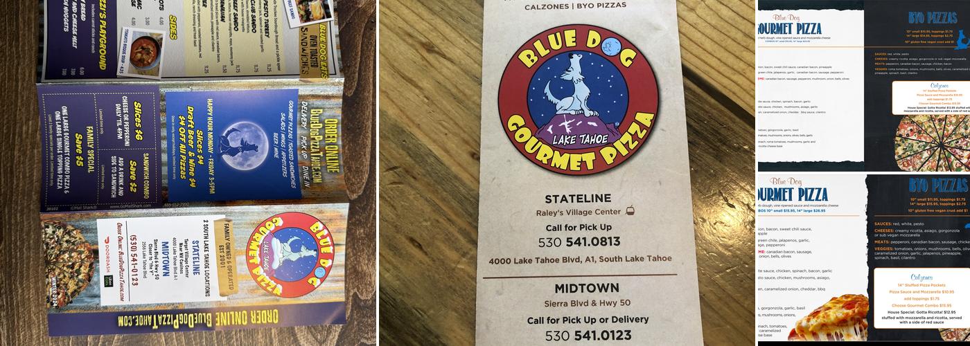 Blue Dog Pizza | Tahoe Midtown Menu