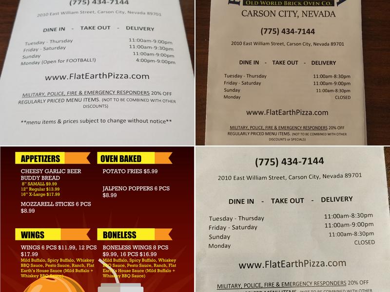 Flat Earth Pizza Menu