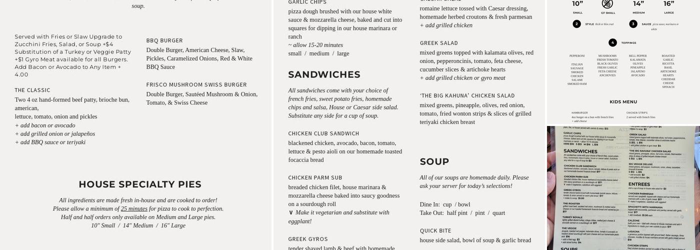 CB's Bistro Menu