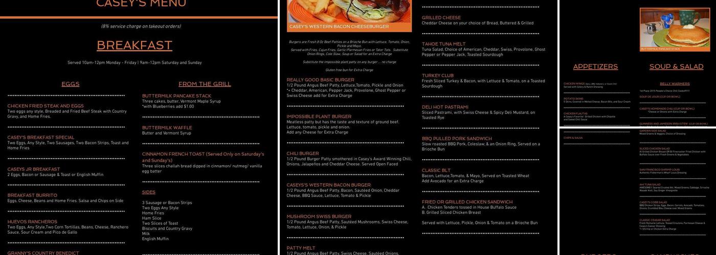 Casey's Menu