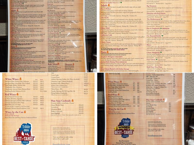 Fireside Pizza Company Menu