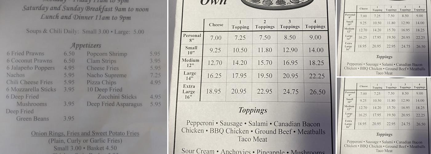 Good To Go Pizza Menu