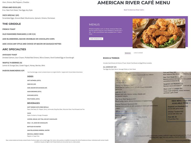 American River Café Menu