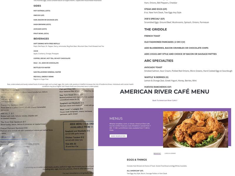 American River Café Menu