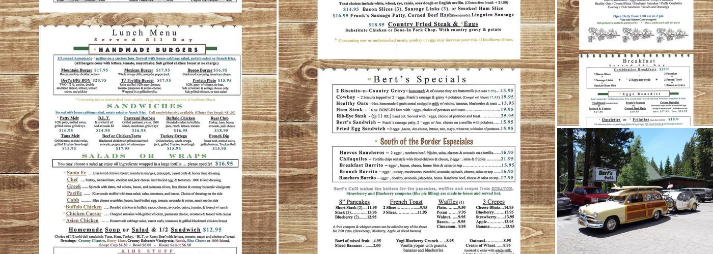 Bert's Café Menu