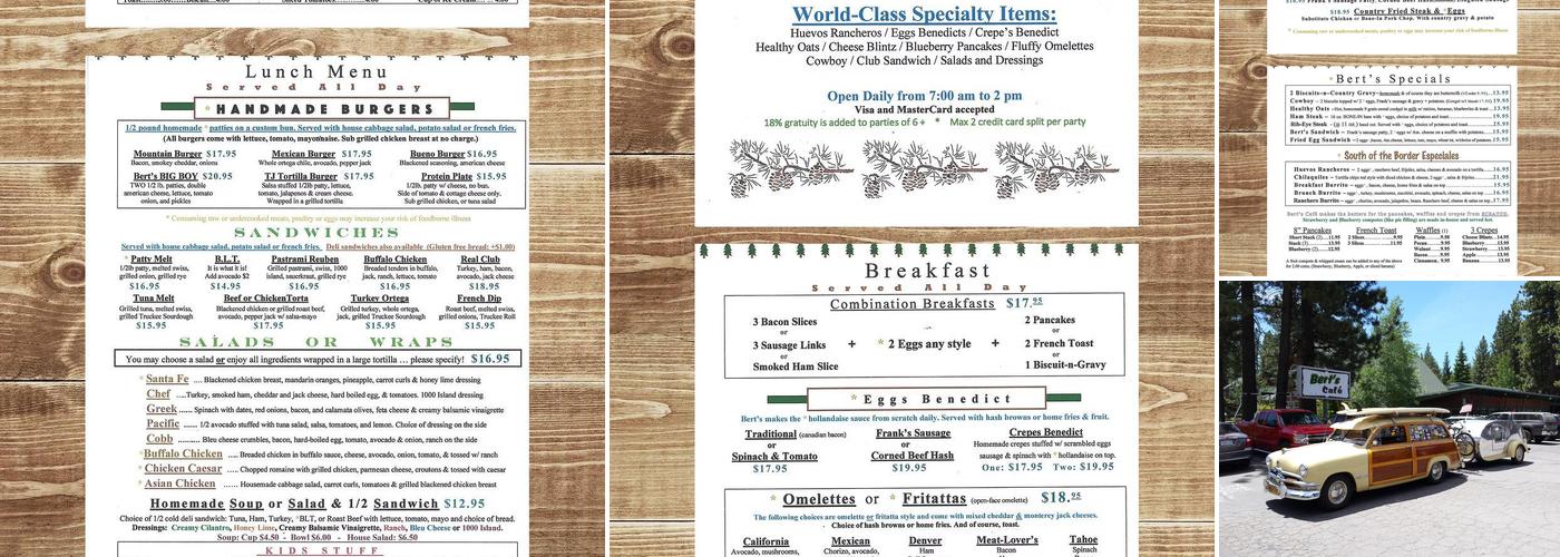 Bert's Café Menu