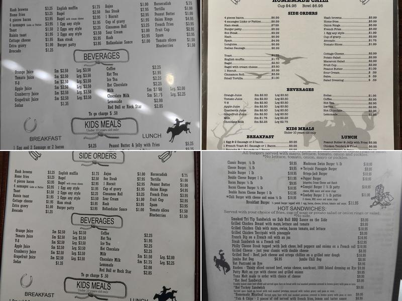 Cowboy's Cafe Menu