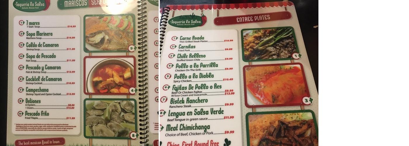 Taqueria La Salsa Menu