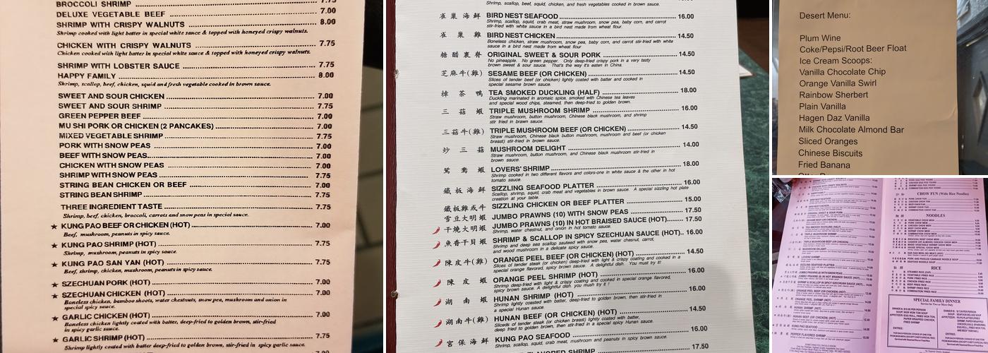 Mandarin Garden Chinese Restaurant Menu