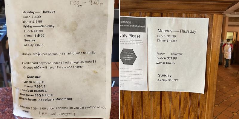 King Buffet Menu