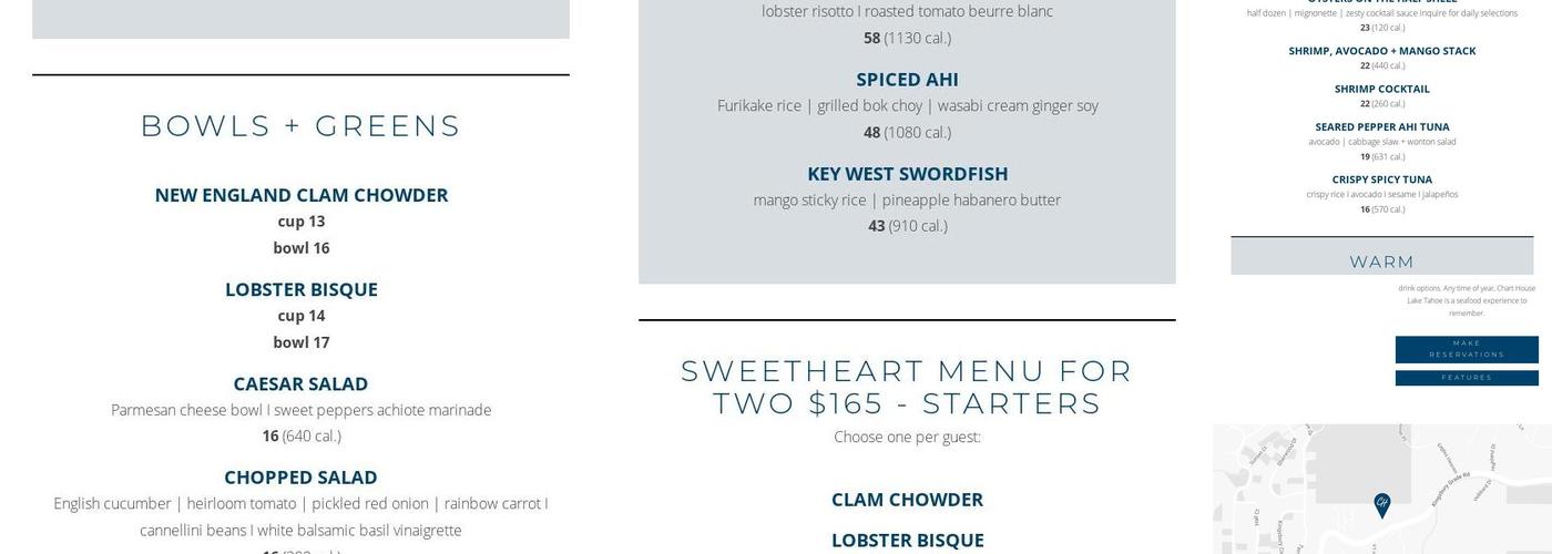 Chart House Menu