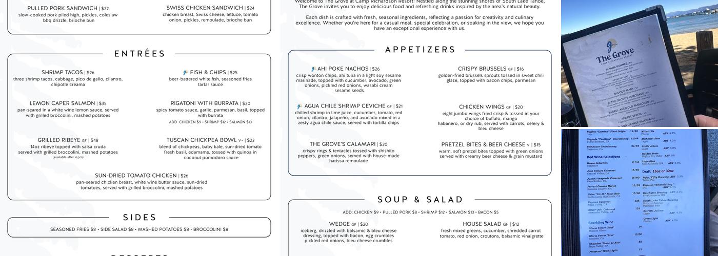 The Grove Beach Bar & Grill Menu