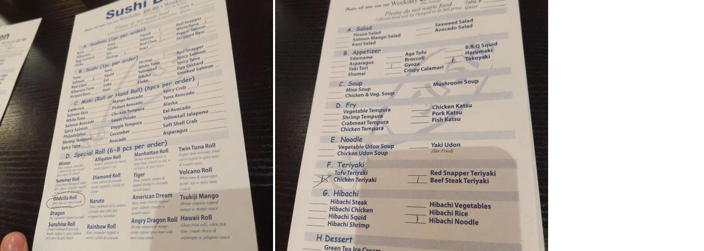 No. 1 Sushi - Pearl River Menu