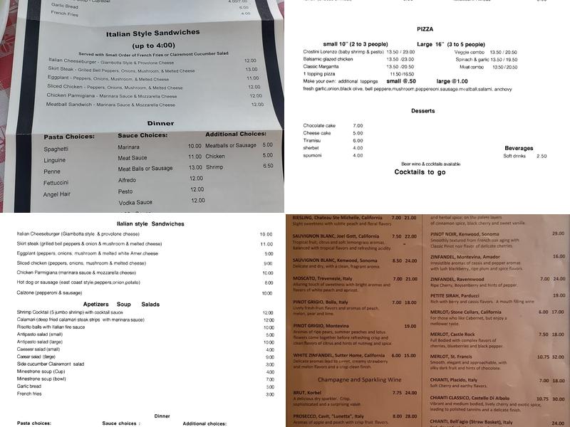 Tep's Villa Roma Italian Restaurant Menu