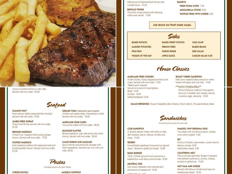 Henny's Grill & Bar Menu
