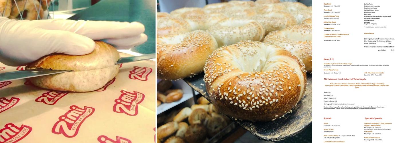 Zimi Bagel Cafe and Deli Menu